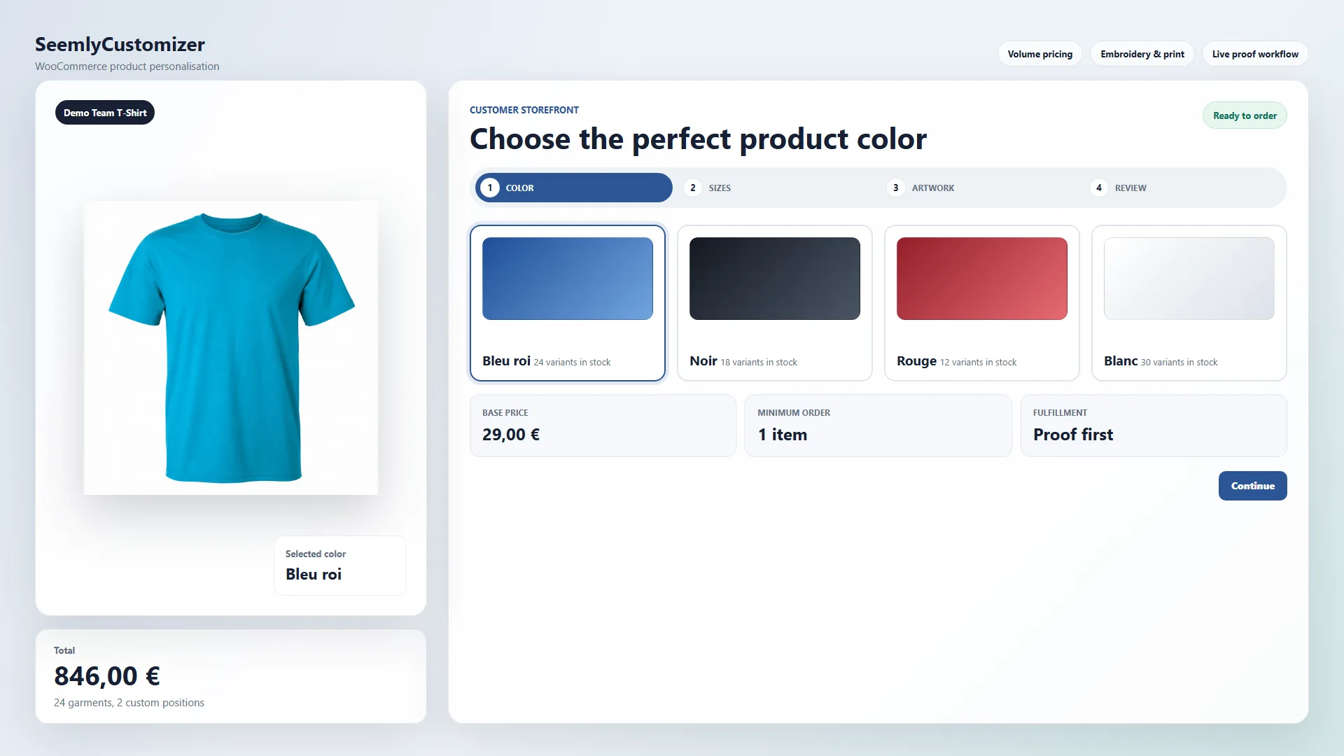 SeemlyCustomizer WooCommerce product customizer preview