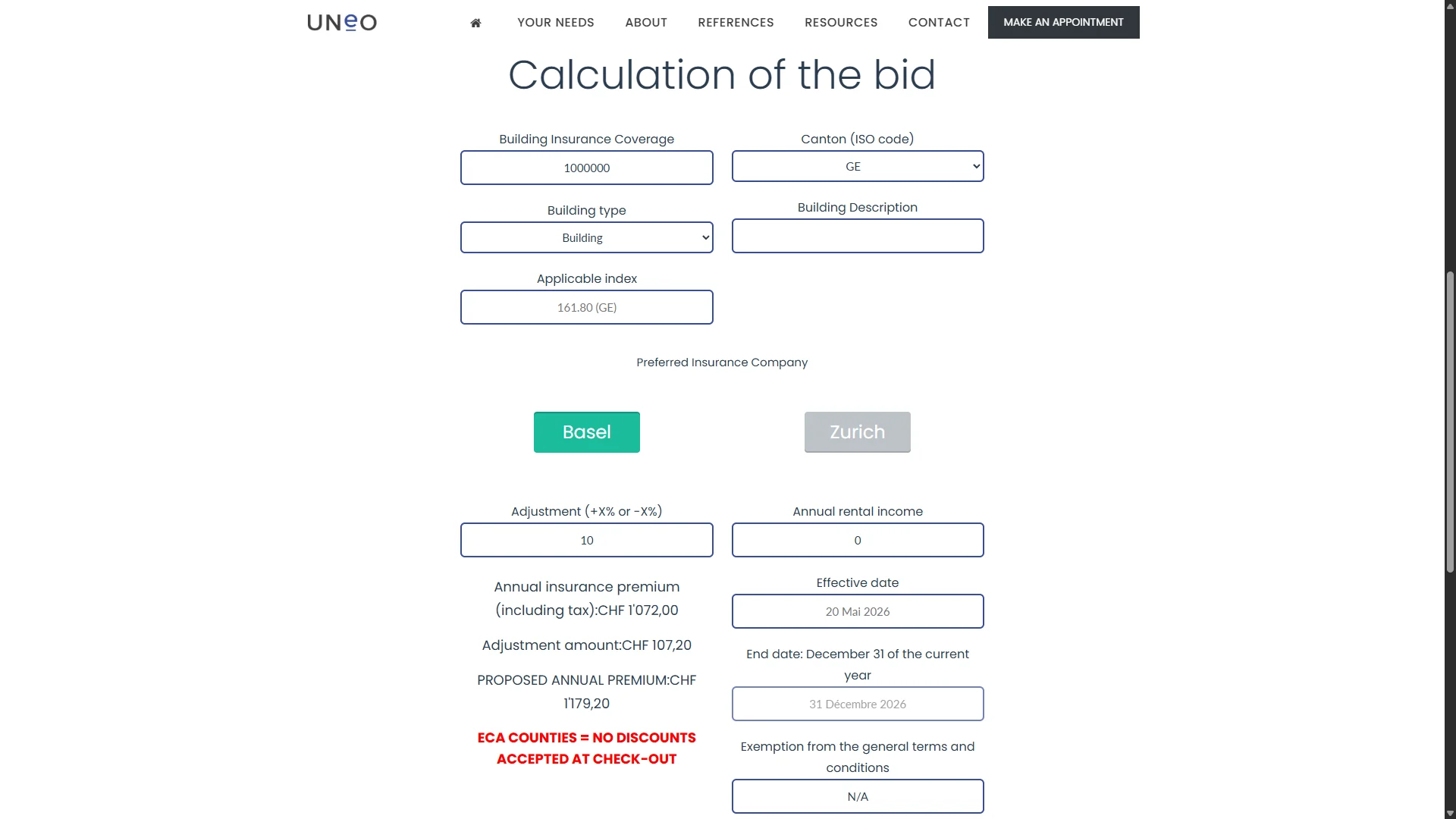 UNEO Insurance Calculators screenshot 2